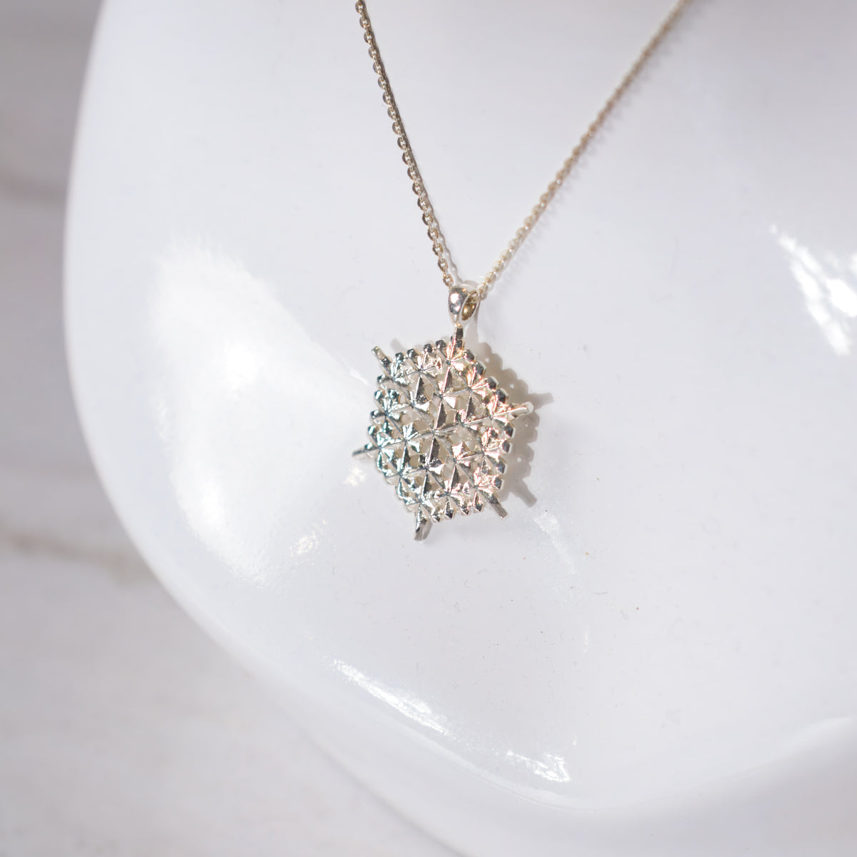 Snowflake Pendant No. 2 in silver, alternate view