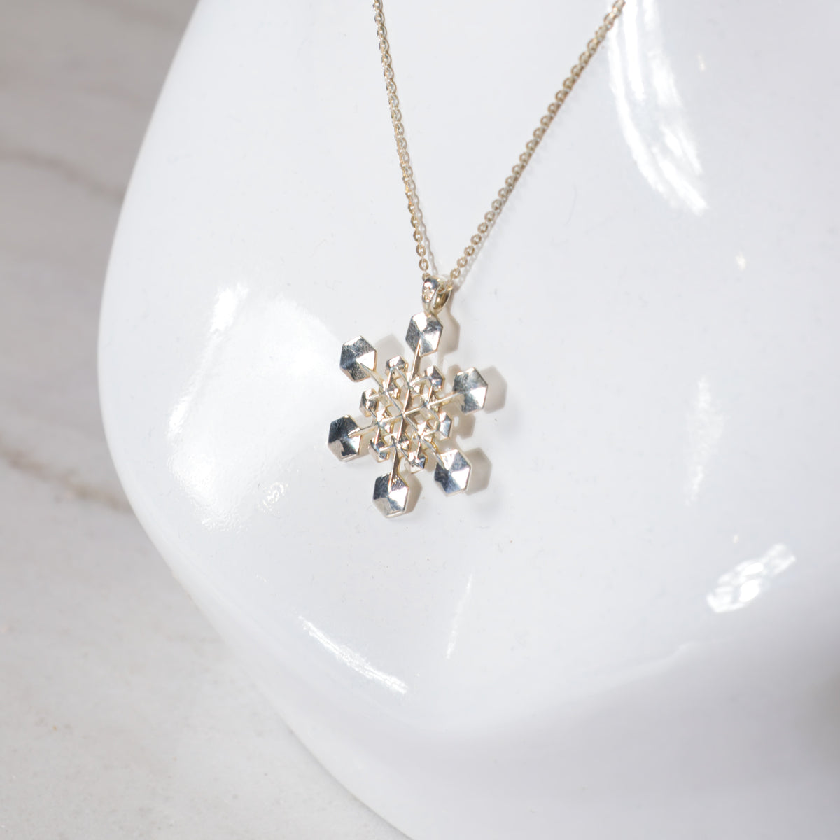 Silver snowflake necklace No. 3, another view