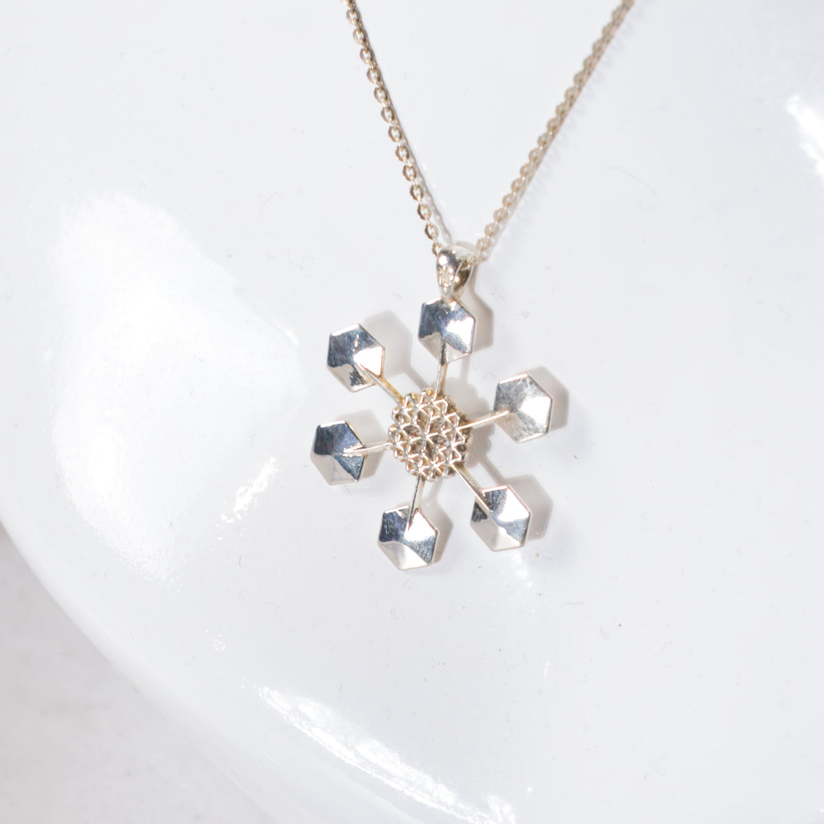 Silver snowflake necklace No. 4, another view