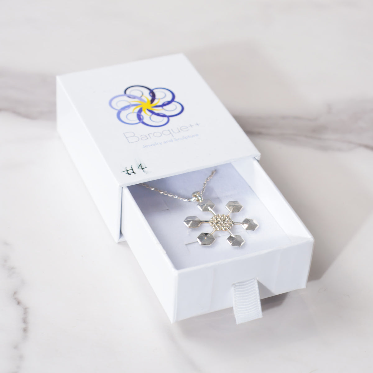 One-of-a-kind sterling snowflake pendant No. 4