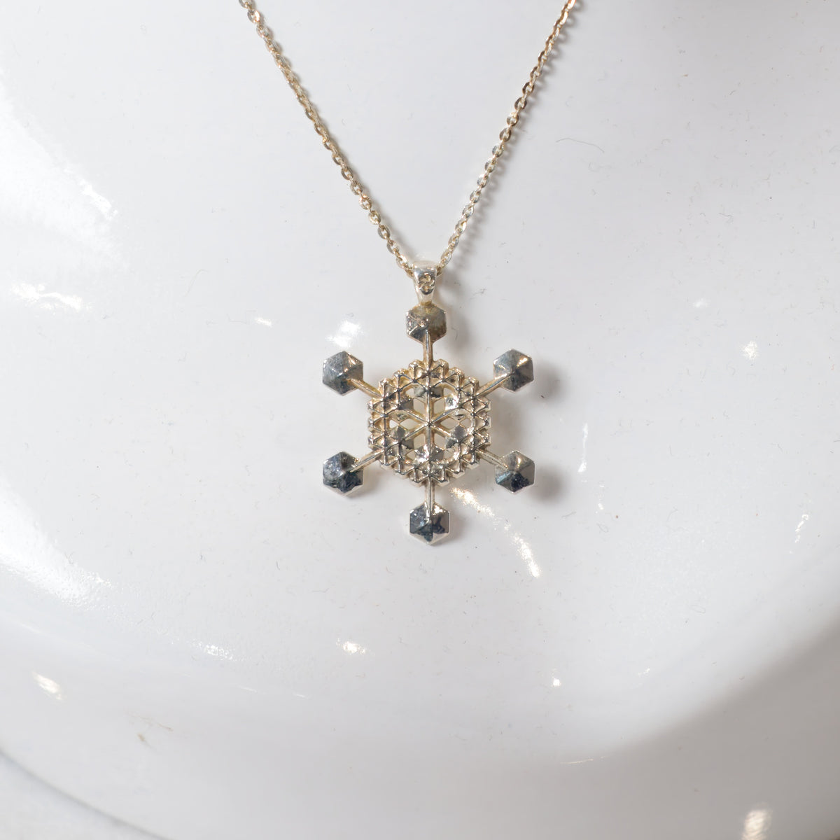 Silver snowflake necklace No. 5, another view