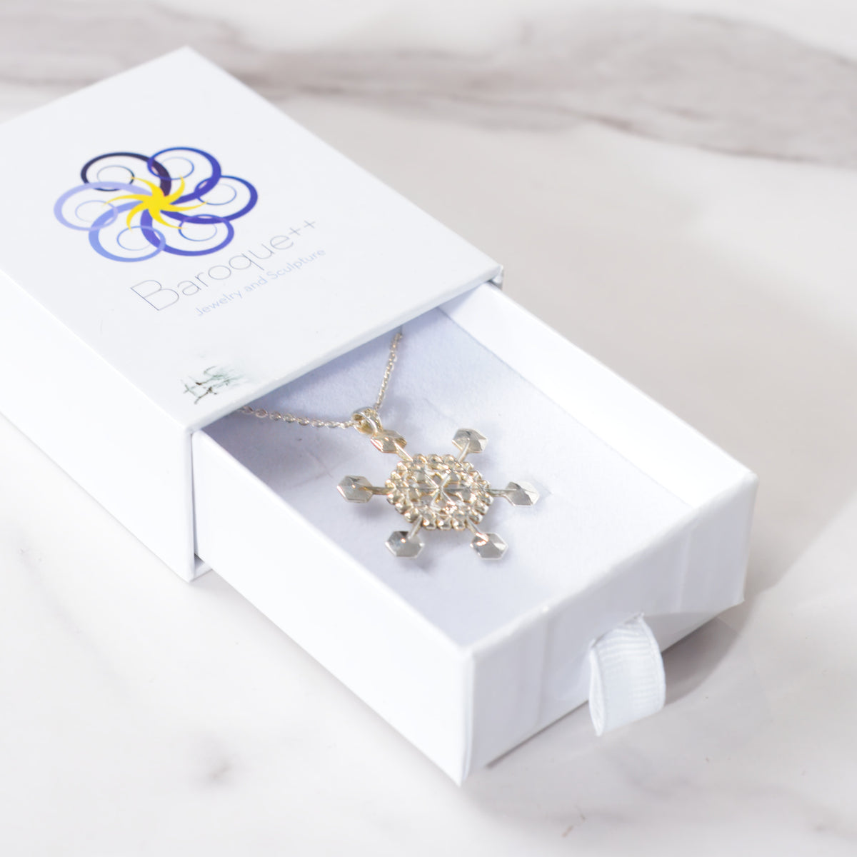 Snowflake Pendant No. 5 in sterling silver, alternate angle