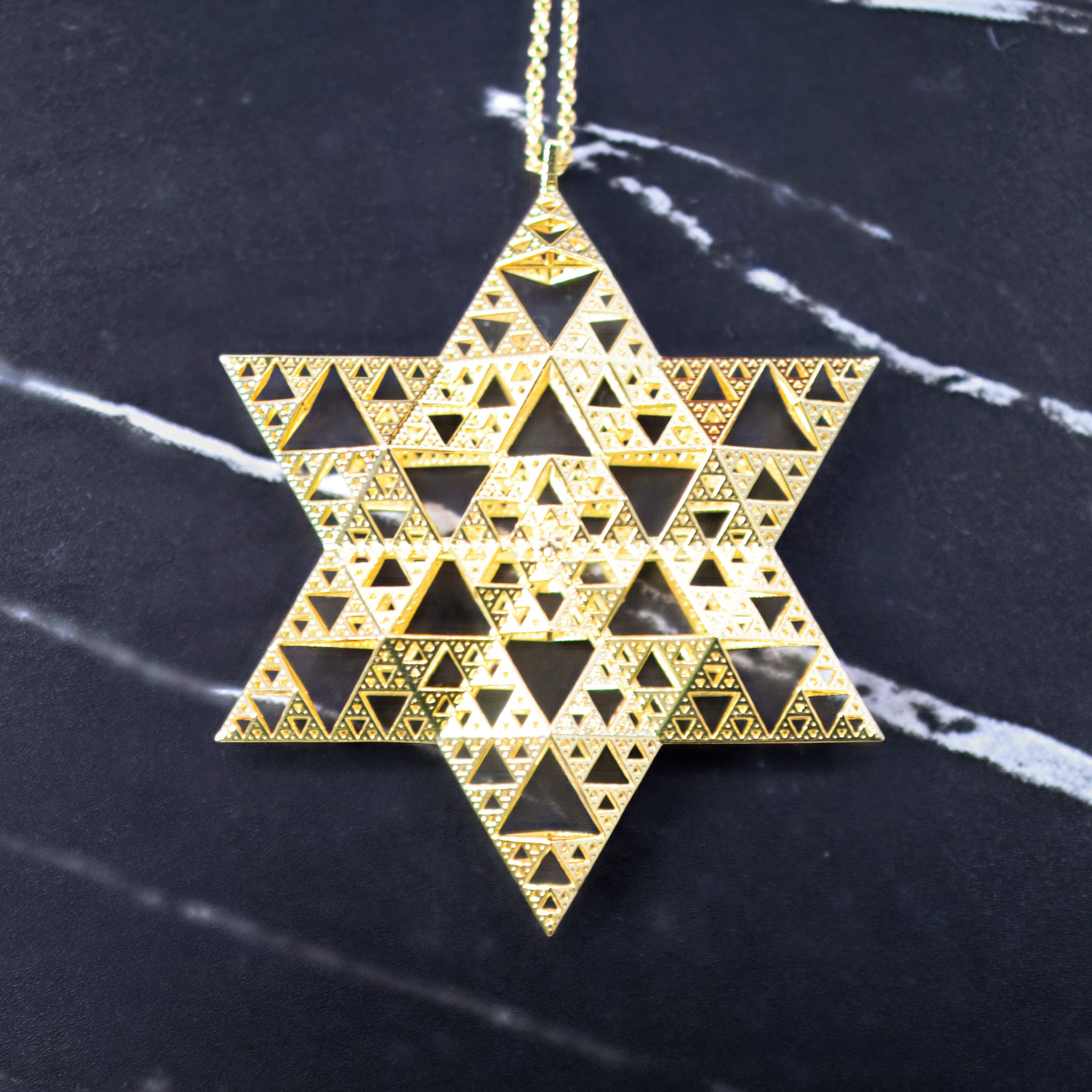 Sierpinski Star of David - Gold Plated Brass Ornament