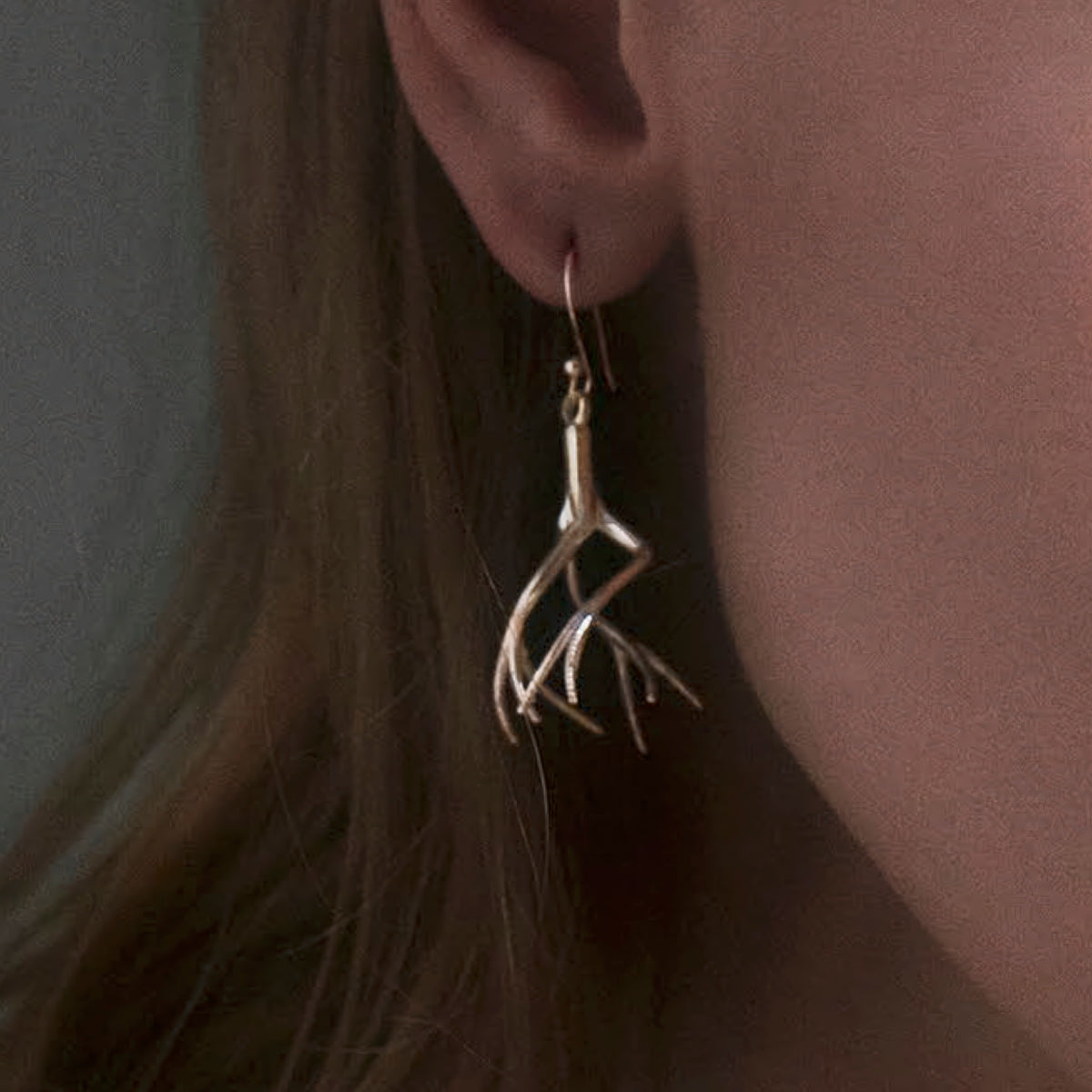Tree Twist Earrings in sterling silver, fractal tree dangle earrings, by Baroque++
