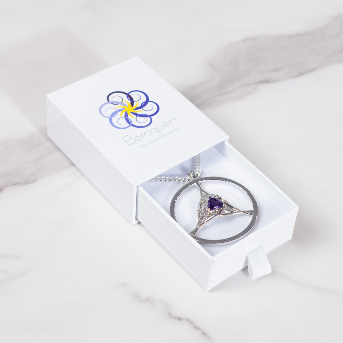 Trillium Amethyst Pendant, alternate view