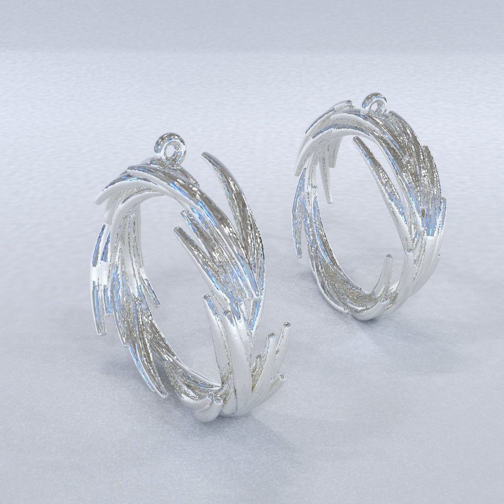 hoop earring with jagged edges flowing around a circle