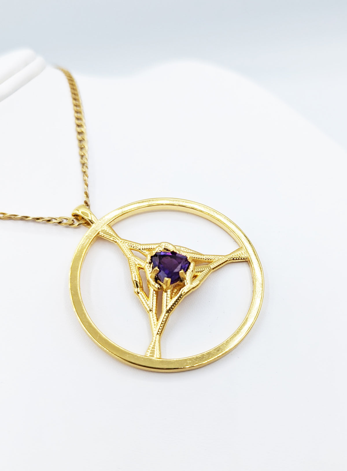 Trillium Amethyst Pendant, alternate angle